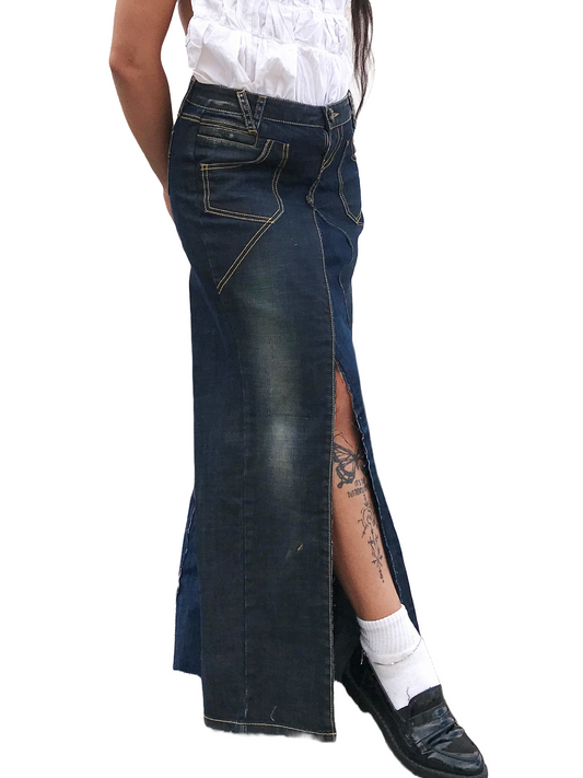 Long denim skirt